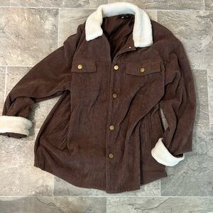 Brown corduroy jacket Sherpa fur
